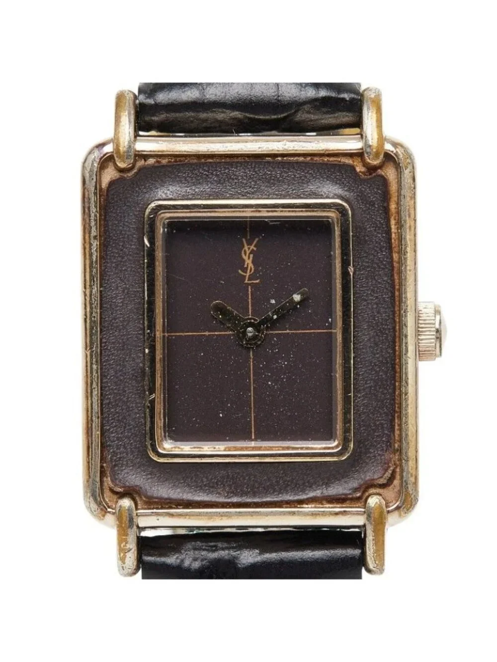 Saint Laurent Macaron Leather in Watch Brown Gold Silver Black Metal